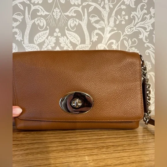 Coach Crosstown Crossbody in Brown Pebbled Leather 53083 EUC Silver Hardware - Picture 7 of 14